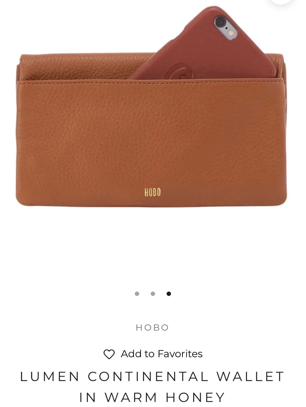 NWT Hobo Lumen Continental Wallet Warm Honey 100% Genuine Leather - Picture 2 of 10
